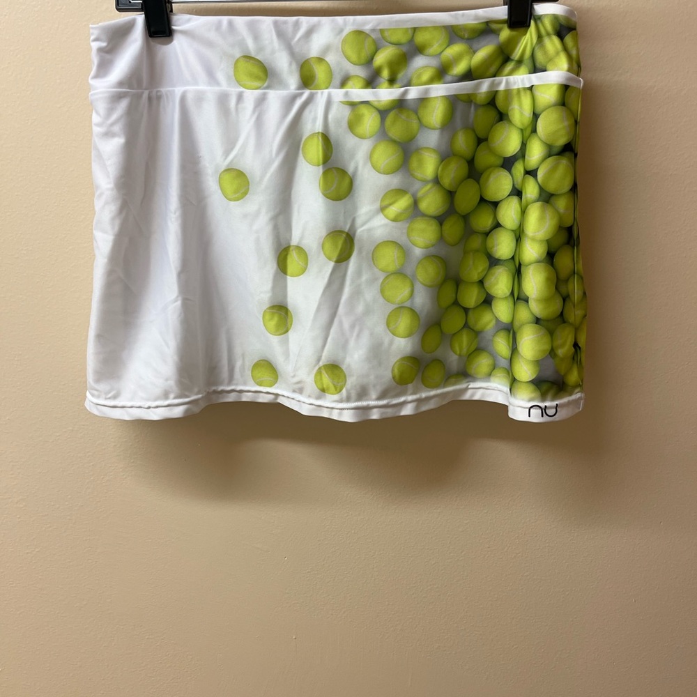 Women's White and Green Tennis Skirt